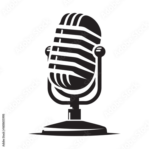 microphone   vector silhouette  Graphic white background design 