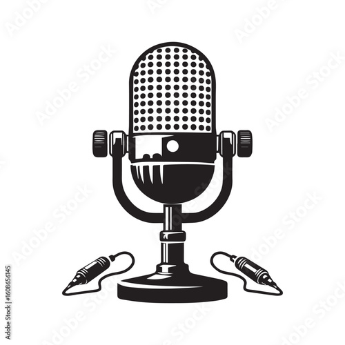 microphone   vector silhouette  Graphic white background design 
