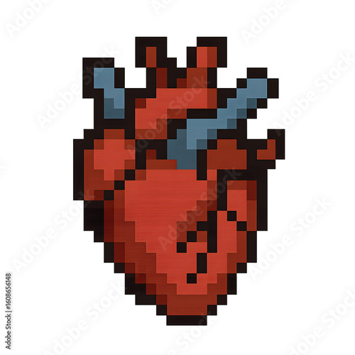 Pixel Heart with Sword Artwork for Gaming