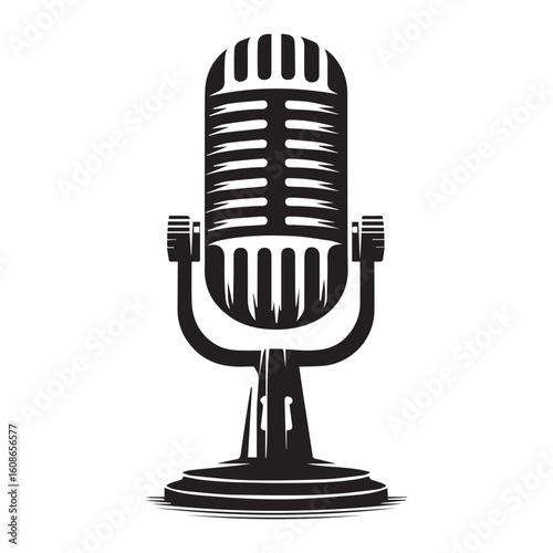 microphone   vector silhouette  Graphic white background design 
