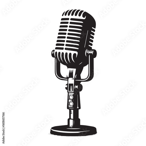 microphone   vector silhouette  Graphic white background design 