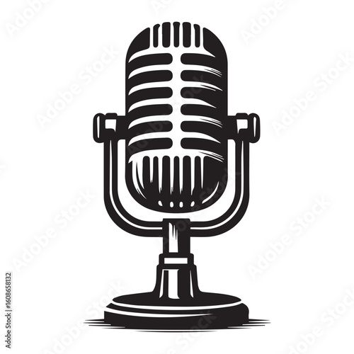 microphone   vector silhouette  Graphic white background design 