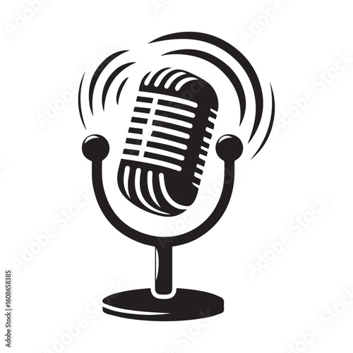 microphone   vector silhouette  Graphic white background design 