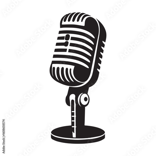 microphone   vector silhouette  Graphic white background design 