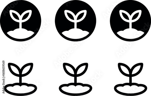 Simple icons representing plant growth and development