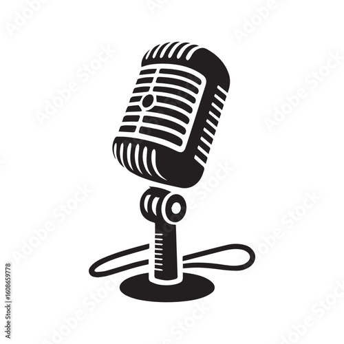 microphone   vector silhouette  Graphic white background design 