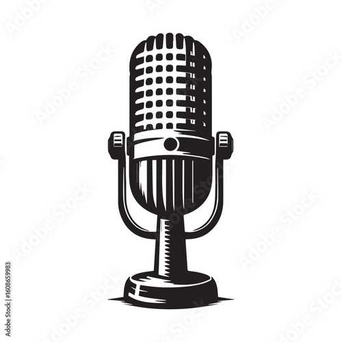 microphone   vector silhouette  Graphic white background design 