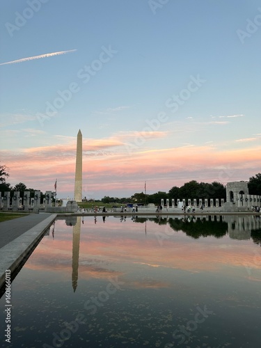 Washington monument at sunset
