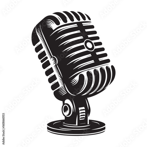 microphone   vector silhouette  Graphic white background design 