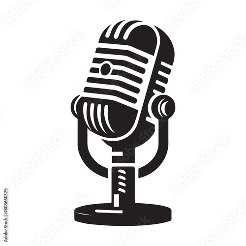 microphone   vector silhouette  Graphic white background design 