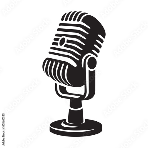 microphone   vector silhouette  Graphic white background design 