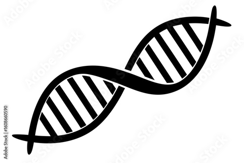 Black Silhouette of Stylized D N A Double Helix science