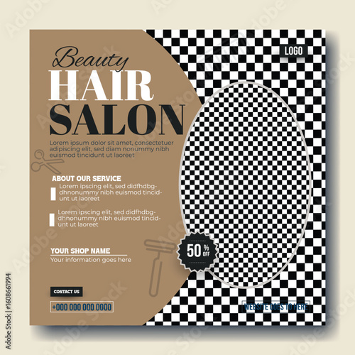 Modern Beauty Hair Salon Social Media Promotion Template Design Layout