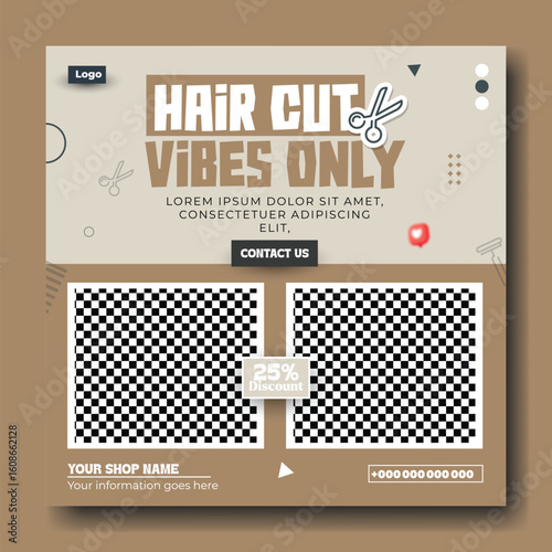 Stylish Hair Salon Social Media Template for Promoting Haircut Services