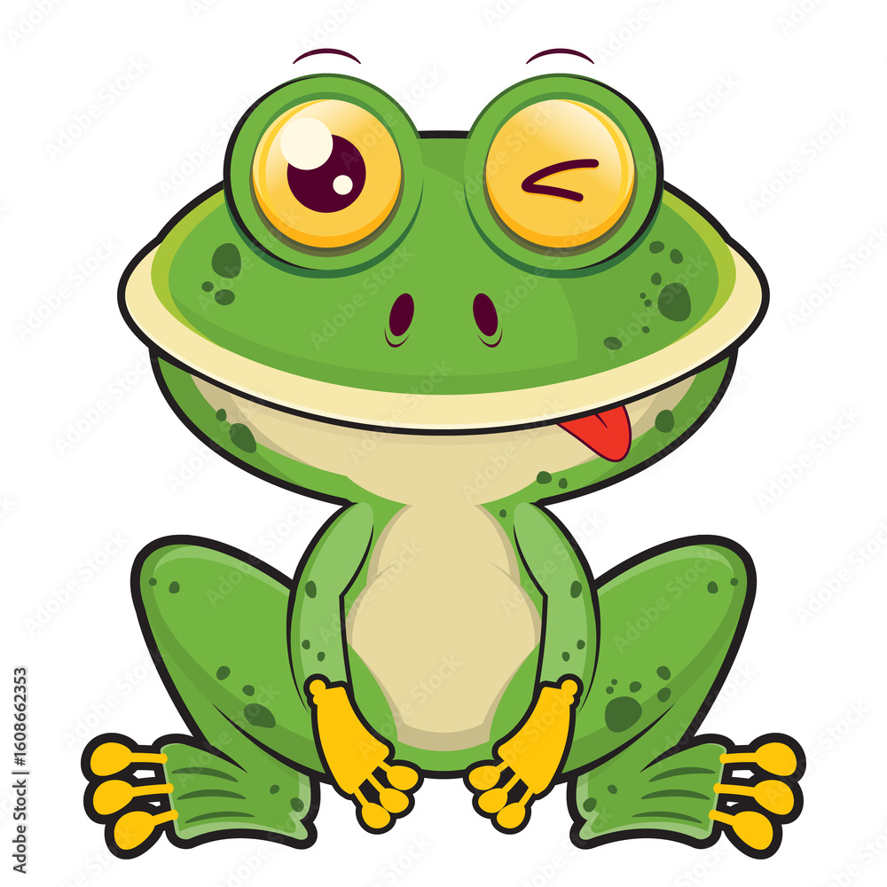 Fototapeta premium frog playful face cartoon cute
