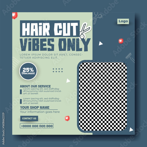 Haircut Vibes Only Social Media Template for Barber Shops and Salons