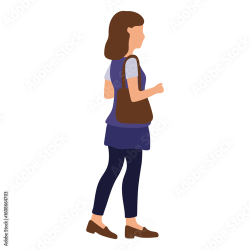 Fashionable Female Carrying Handbag Illustration