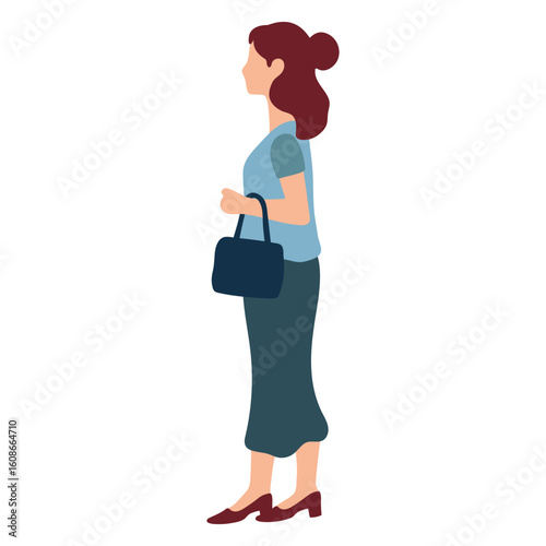 Fashionable Female Carrying Handbag Illustration