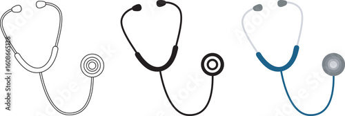 Vector cartoon image of a stethoscope. The concept of healthcare, medicine and health. Hospital elements for your design.