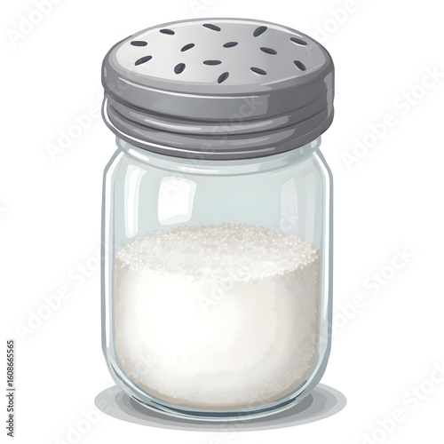 Salt Shaker Illustration on White Background for Culinary Use