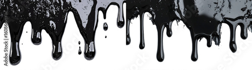 Black oil or paint liquid running and leaking downwards for use as a dripping border or frame, file cut out and , abstract stock illustration im