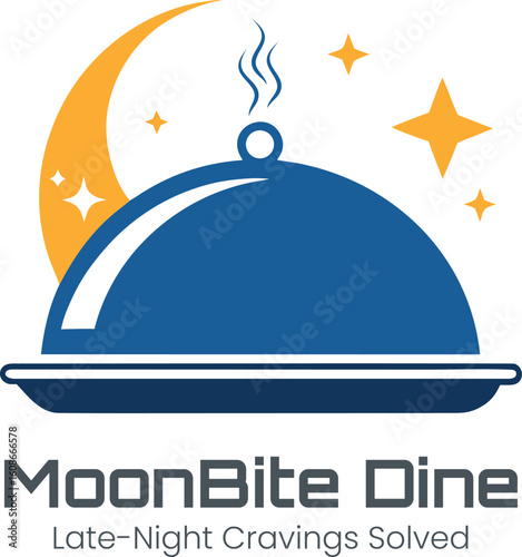 Moonbite dine logo featuring a covered dish under a crescent moon
