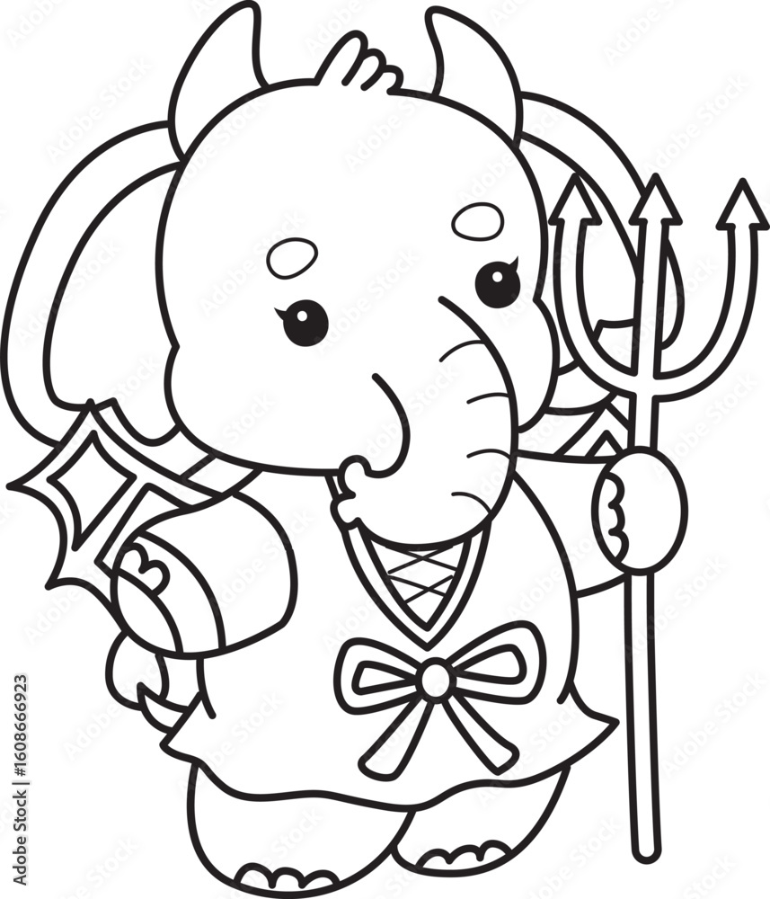 Obraz premium Cute Elephant icon. Funny baby Elephant animal series stock illustration. Life of fluffy Elephant designs. Coloring pages of Funny baby Elephant. 