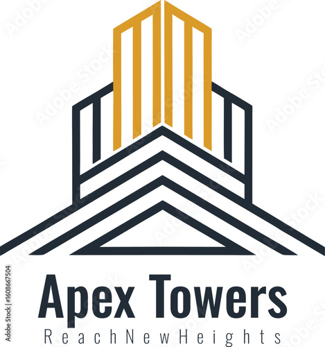 Modern apex towers logo design for real estate and construction business