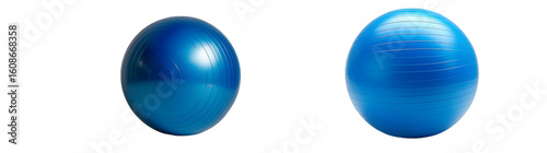 blue fitness ball isolated on a transparent background
