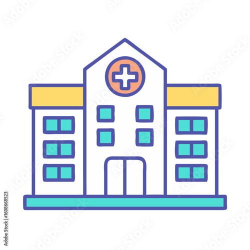 Detached Hospital Simple Vector Icon Illustration