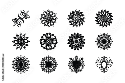 Black flourish details for sophisticated projects Silhouette Vector illustration  