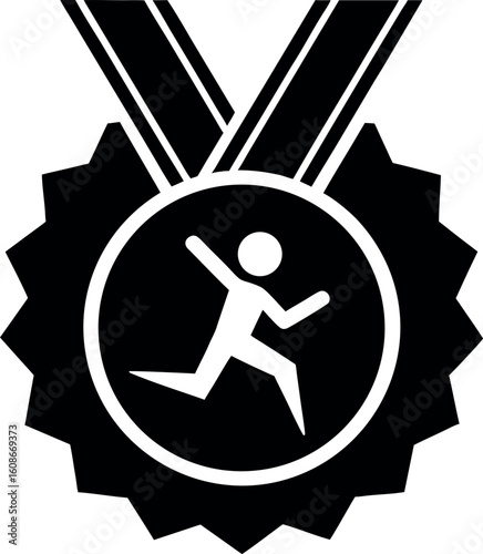 black and white running medal icon clip art preview