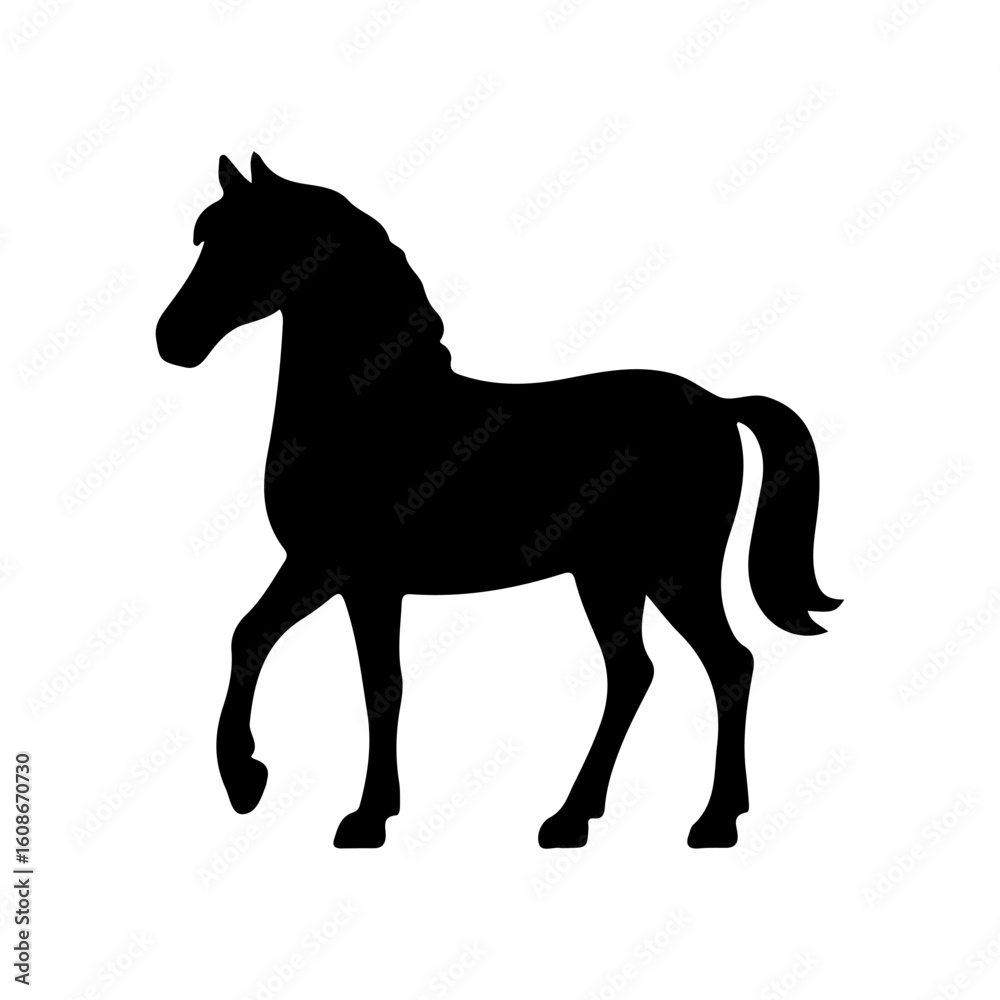 Obraz premium Black Horses Silhouettes with white background