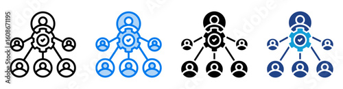 Organization Structure icon set multiple style collection