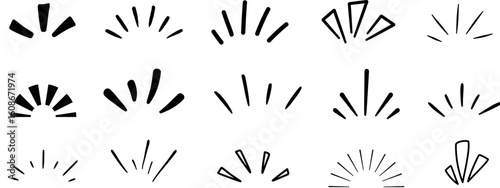 Crayon drawn attention symbols, simple sketch line emphasis.doodle expression signs, isolated on white.