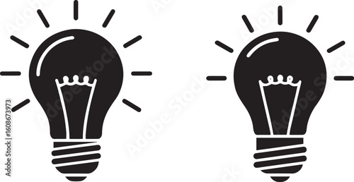 Light Bulb Idea Icons: Glowing Innovation and Creativity Symbols