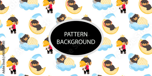 cute doodle dog pattern background. Baby dog new born pattern background design. fabric, textile. Trendy scandinavian vector background. Perfect for kids apparel,fabric, textile, nursery decoration