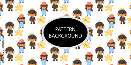 cute doodle dog pattern background. Baby dog new born pattern background design. fabric, textile. Trendy scandinavian vector background. Perfect for kids apparel,fabric, textile, nursery decoration