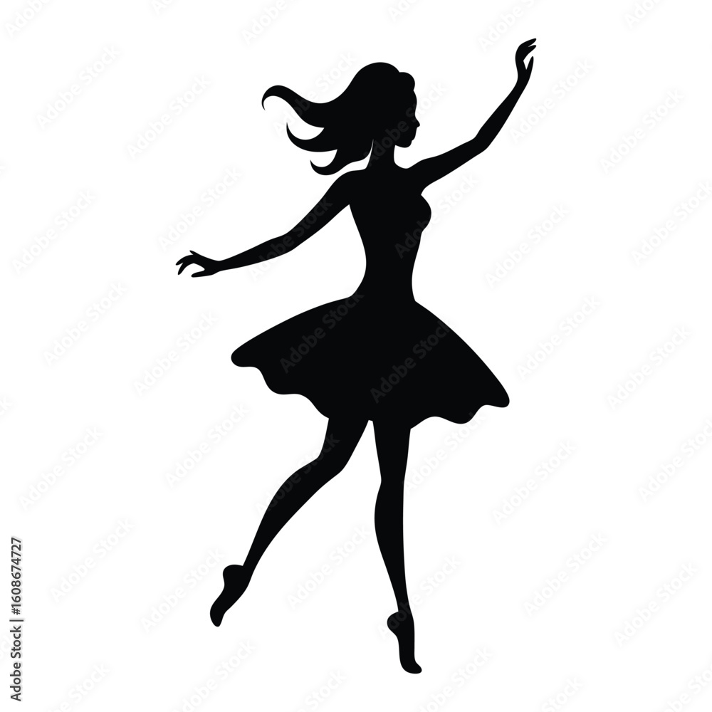 A graceful dancing girl silhouette captures movement and joy, with flowing lines and elegant poses, expressing freedom and passion in a simple, striking black outline.
A graceful dancing girl silhouette captures movement and joy, with flowing lines and elegant poses, expressing freedom and passion in a simple, striking black outline.