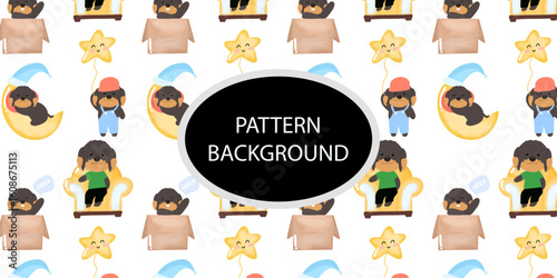 cute doodle dog pattern background. Baby dog new born pattern background design. fabric, textile. Trendy scandinavian vector background. Perfect for kids apparel,fabric, textile, nursery decoration
