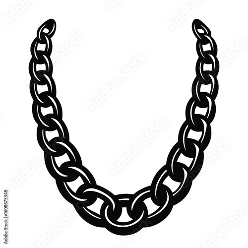 Bold and flashy, this golden chain hip-hop rap-style necklace silhouette showcases iconic urban swagger with thick links and streetwear attitude in a powerful profile.
