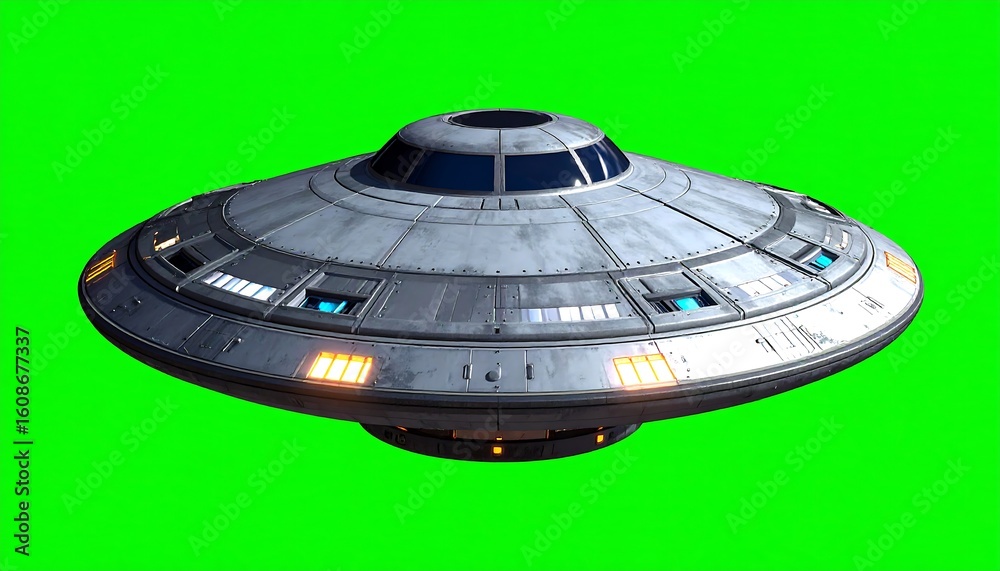 Obraz premium Futuristic gray flying saucer