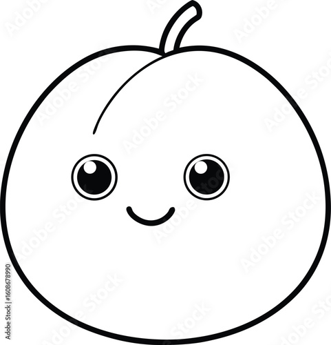 cartoon vector kawaii sapodilla   line art on whit (1).eps