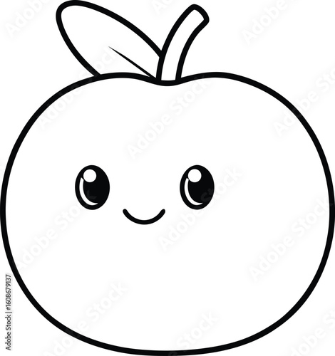 cartoon vector kawaii sapodilla   line art on whit.eps