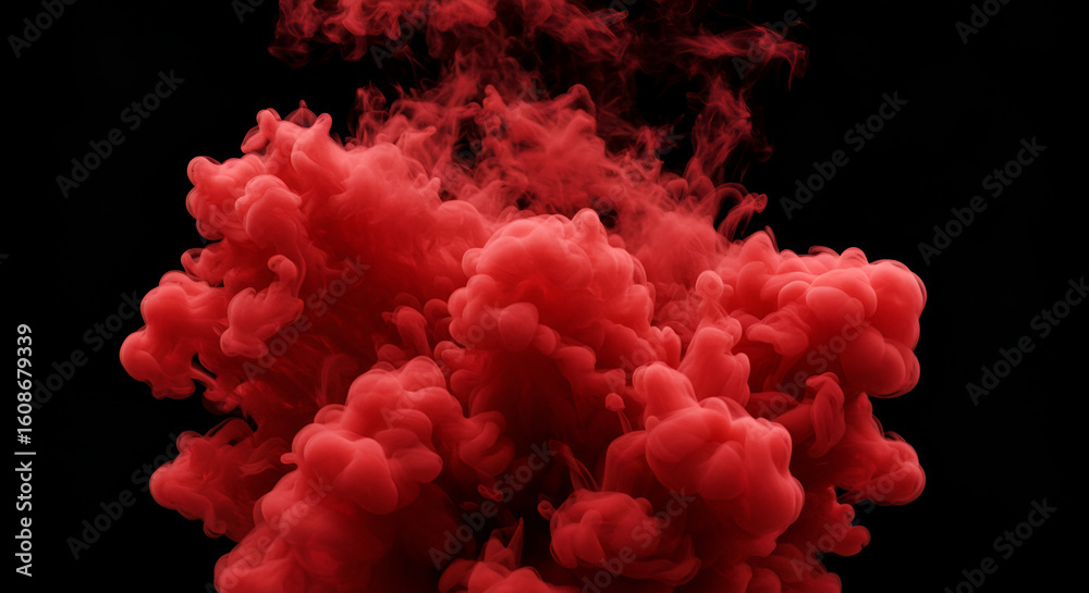 Fototapeta premium Red ink spreading in black background