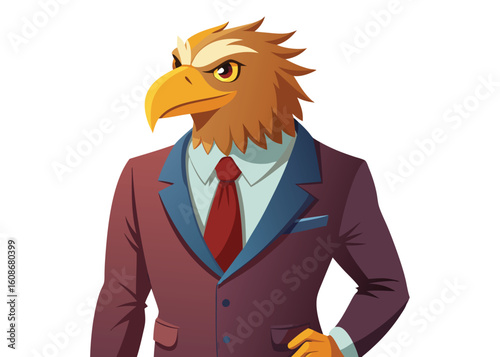 Professional Eagle in Tailored Blazer and Slacks Polished Vector Mascot with Business Attire and Confident Pose 