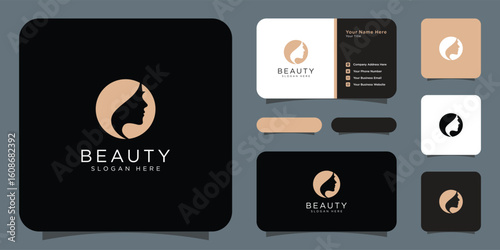 Beauty woman's face logo template