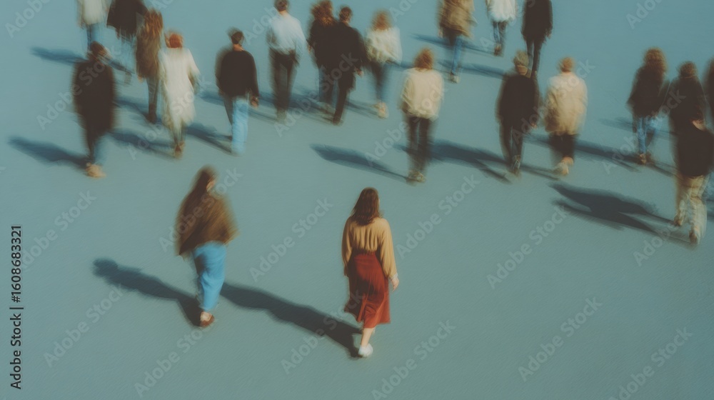 Obraz premium Diverse Workforce Walking in Urban Plaza for Modern Investment Trends Premium Authentic Business Content for Social Media and Marketing Campaigns