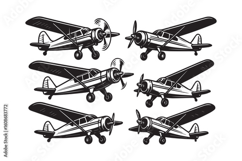 Retro Airplane Silhouette Vector Collection