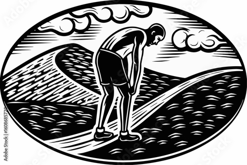 Tired runner resting